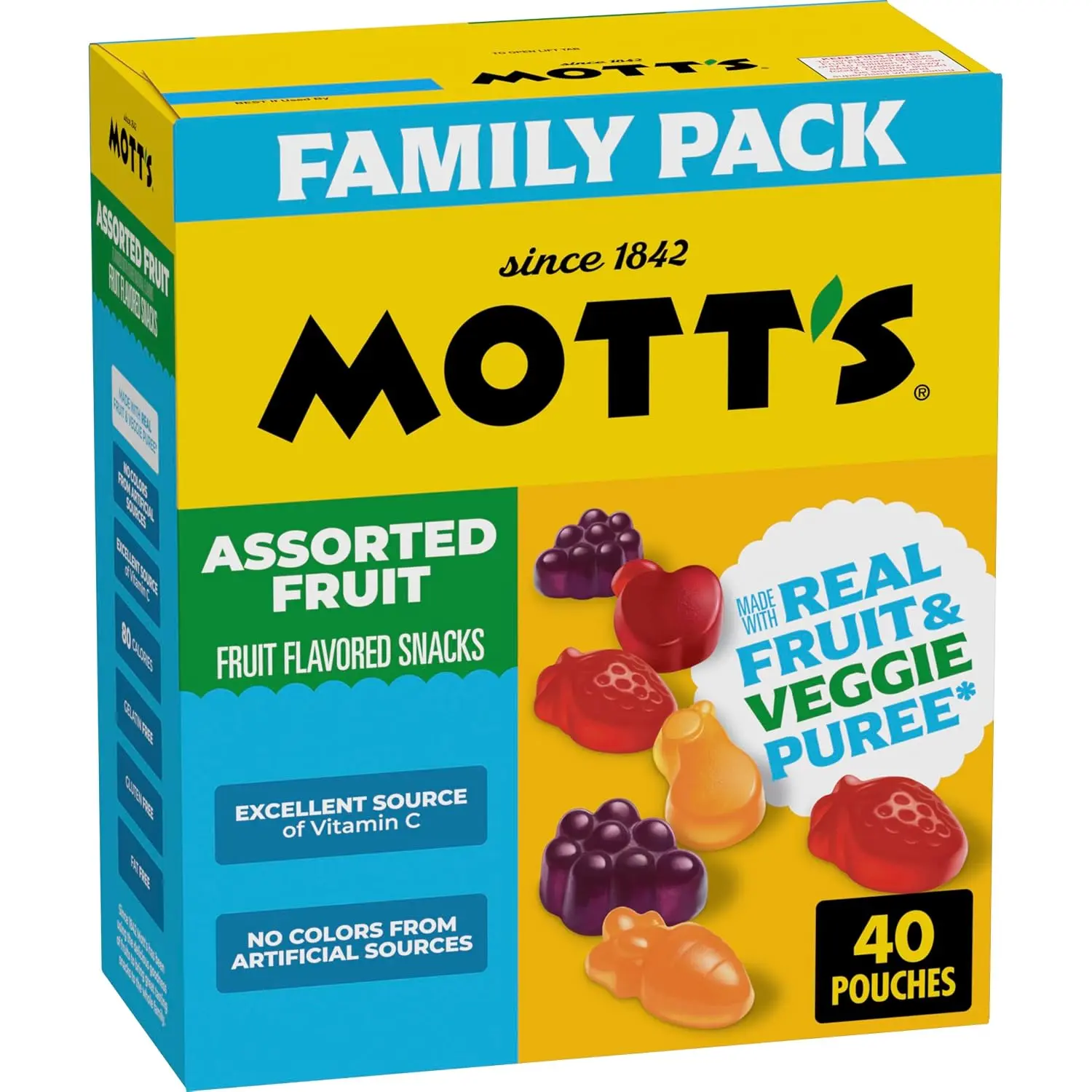 Mott's Assorted Fruit Flavored Snacks, Made with Real Fruit Puree (40 Pack)