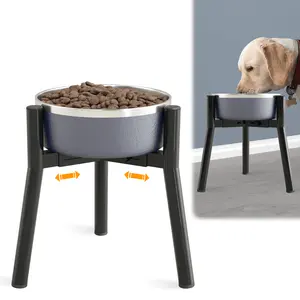 Adjustable Metal Raised Dog Bowl Stand for Large and Medium Sized Dog Compatible with 7 to 10.6" Wide Dog Bowls ,Height 28cm Elevated Dog Food Bowls Stand With a black Mat(Bowl Not Included)