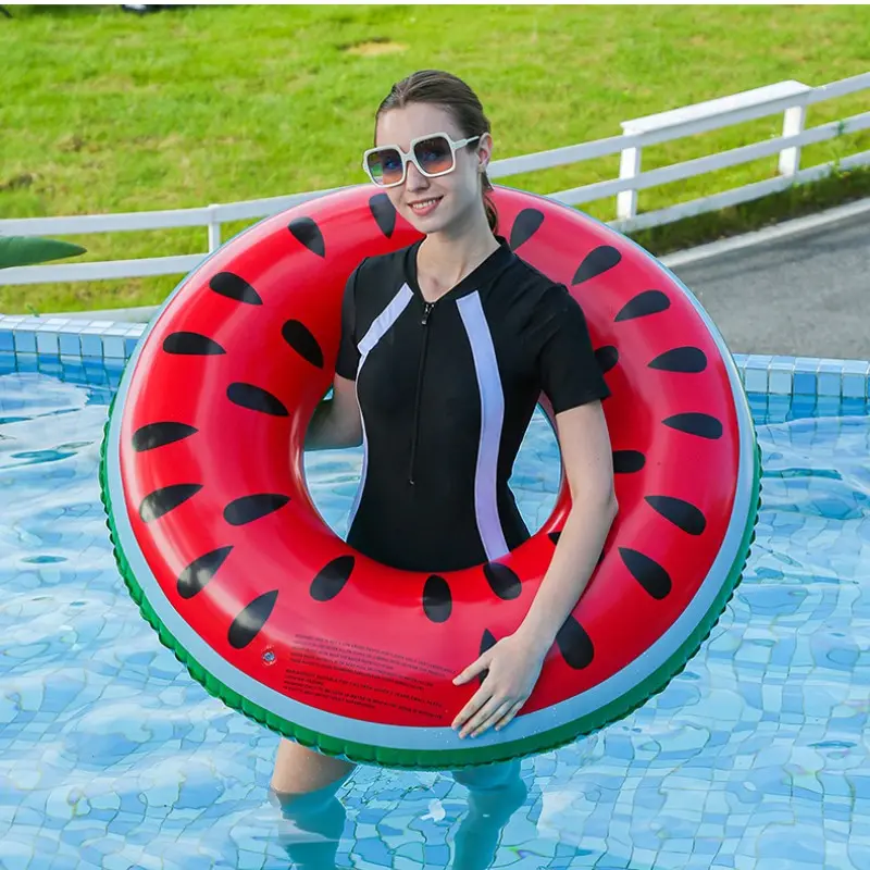 Watermelon Swimming Ring, Outdoor & Indoor Pool Float, Summer Safety Buoyancy Aid, Self-Inflatable Design, Fun Water Toy, Convenient, Swimming Accessories, Inflatable Circle