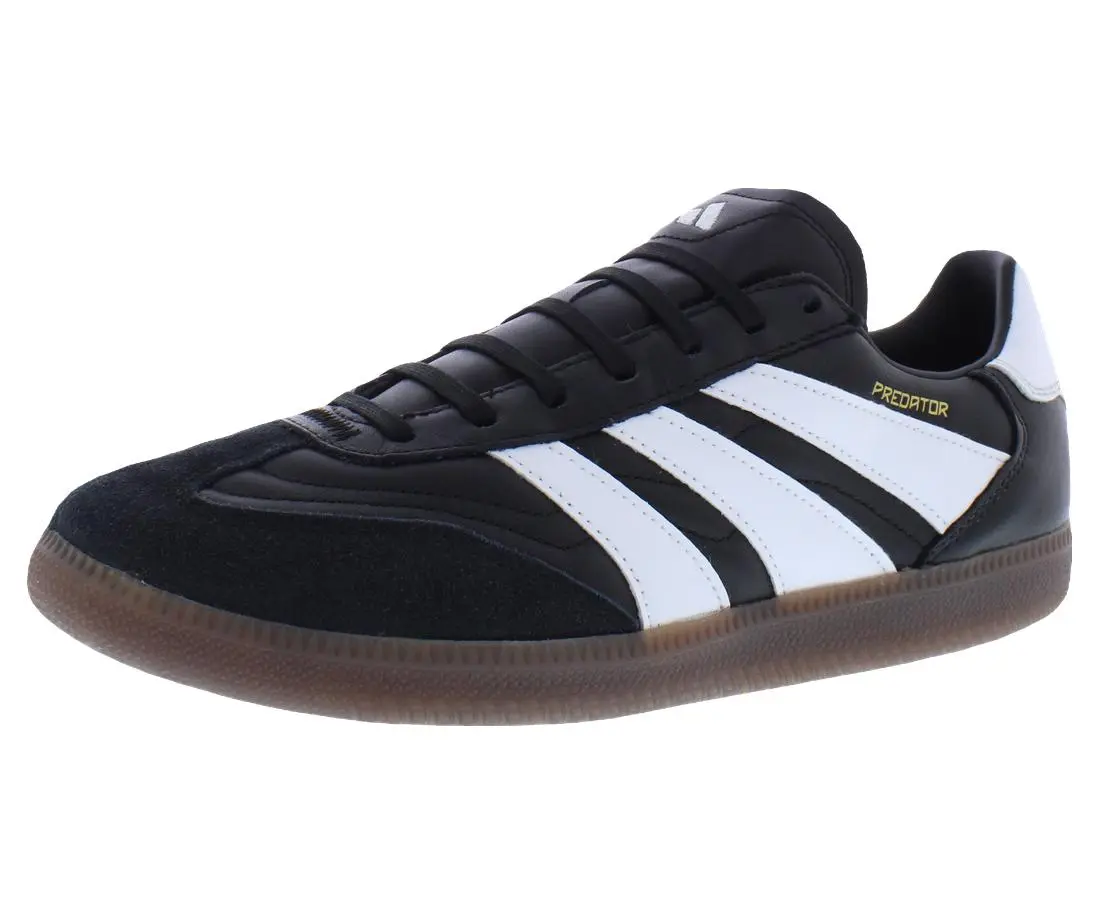 Adidas Predator Freestyle Leather Unisex Shoes, Color: Core Black/Footwear White/Gold Metallic
