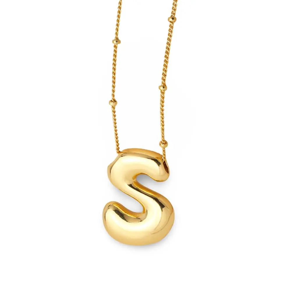 Bubble Letter Initial Necklace for Women, Dainty Personalized Pendant on an Adjustable Chain, Hypoallergenic Jewelry Birthday Gift, Custom Letters Necklace, Bubble Letter Necklace