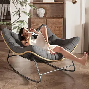 Amopatio Outdoor/Indoor Papasan Chair, Oversized Egg Rocking Chair with Thick Cushion for Bedroom/Livingroom,Folding Lounger for Patio/Garden/Backyard