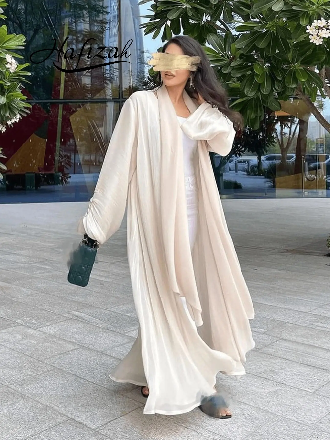 Hafizah Elegant Loose-Fitting Abaya Outerwear, Plain Pattern Long Maxi Cardigan, All-Seasons Middle Eastern Luxury Women's Clothing, Islamic Modesty Clothes, Islamic Abaya