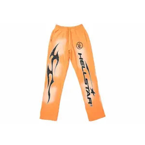 Hellstar Fire Orange Flare Bottom Sweatpants Orange Dye