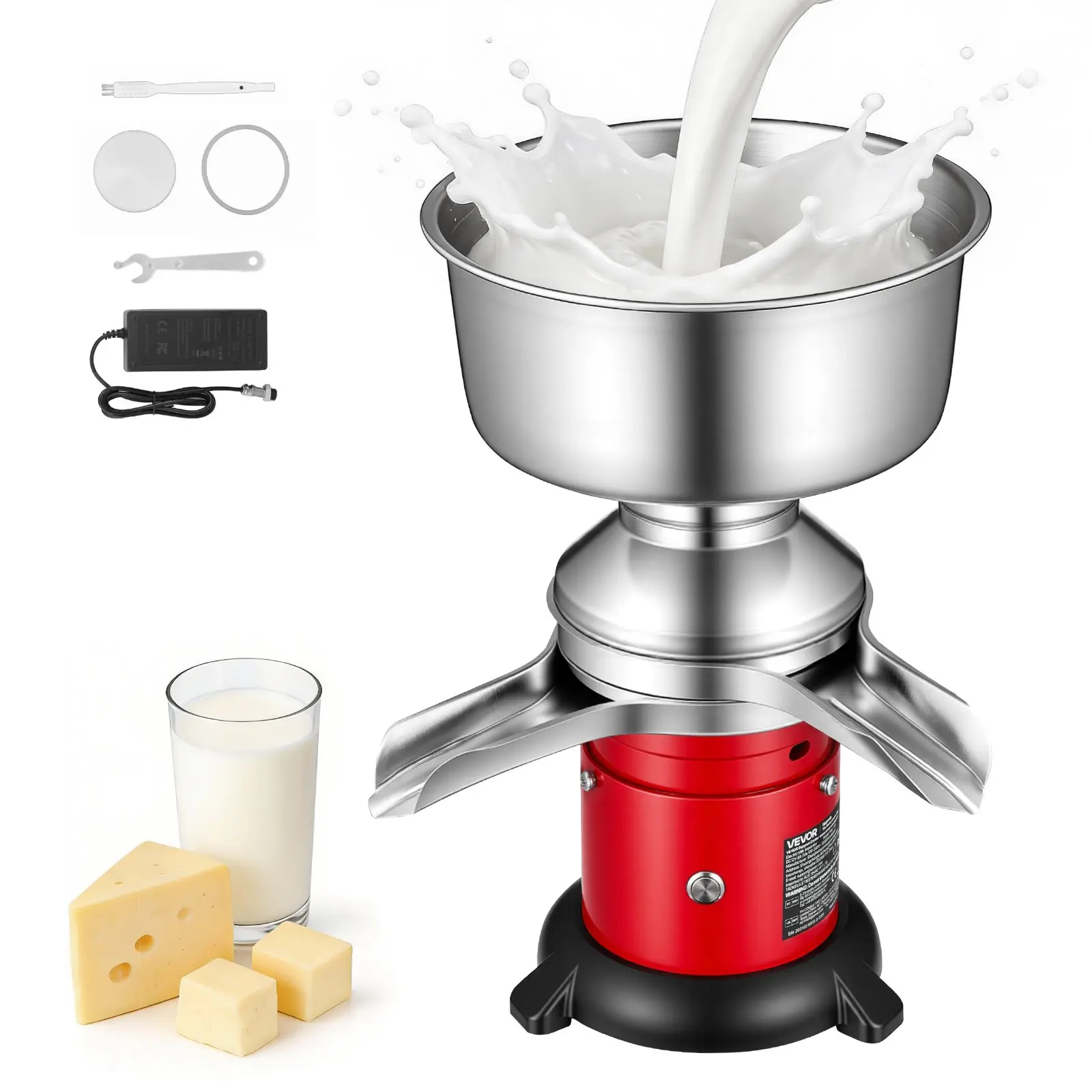 【Summerfinds】VEVOR  Electric Milk Cream Separator, 60L/H Output 10500RPM Milk Cream Centrifugal Separator, 304 Stainless Steel Goat Cow Milk Skimmer Separating Machine with 4.5L Bowl Capacity (40W, 100-240V), Food-Safe
