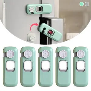 5 Pack Child Proof Refrigerator Lock, Fridge Locks for Kids with Sticky Adhesive Pads, Child Safety Locks for Doors, RV Refrigerator, Oven Lock Child Safety Baby Cabinet Locks - Grey Updated High Chair