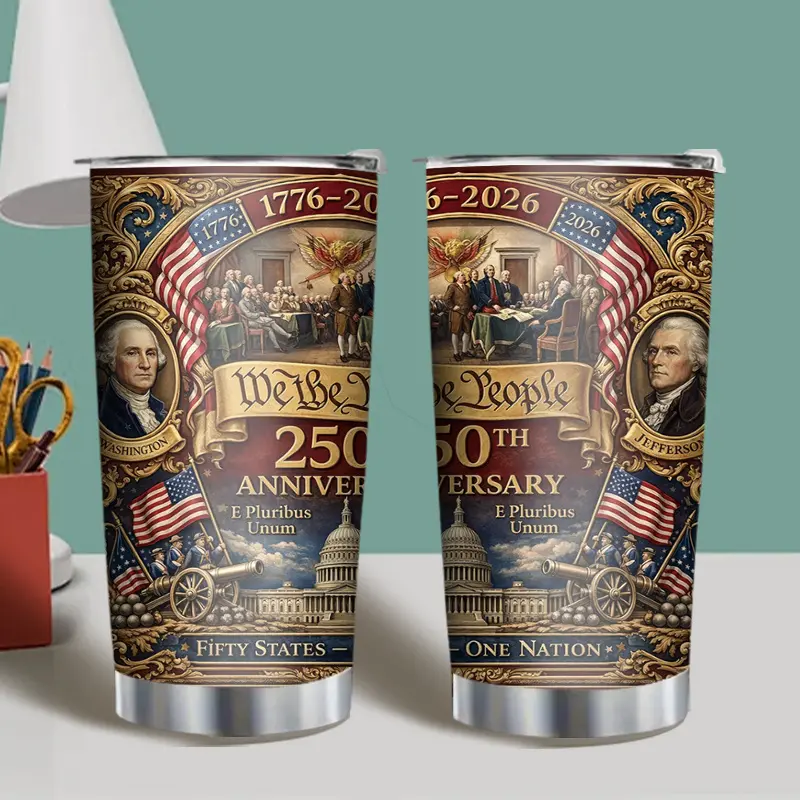 20oz Stainless Steel Portable Insulated Tumbler - USA 1776-2026 250th Anniversary Commemorative, Glossy Watercolour Coffee Flask with Lid & Slim Base, Gift Idea for History Lovers (Flowers Design, Insulation Feature)