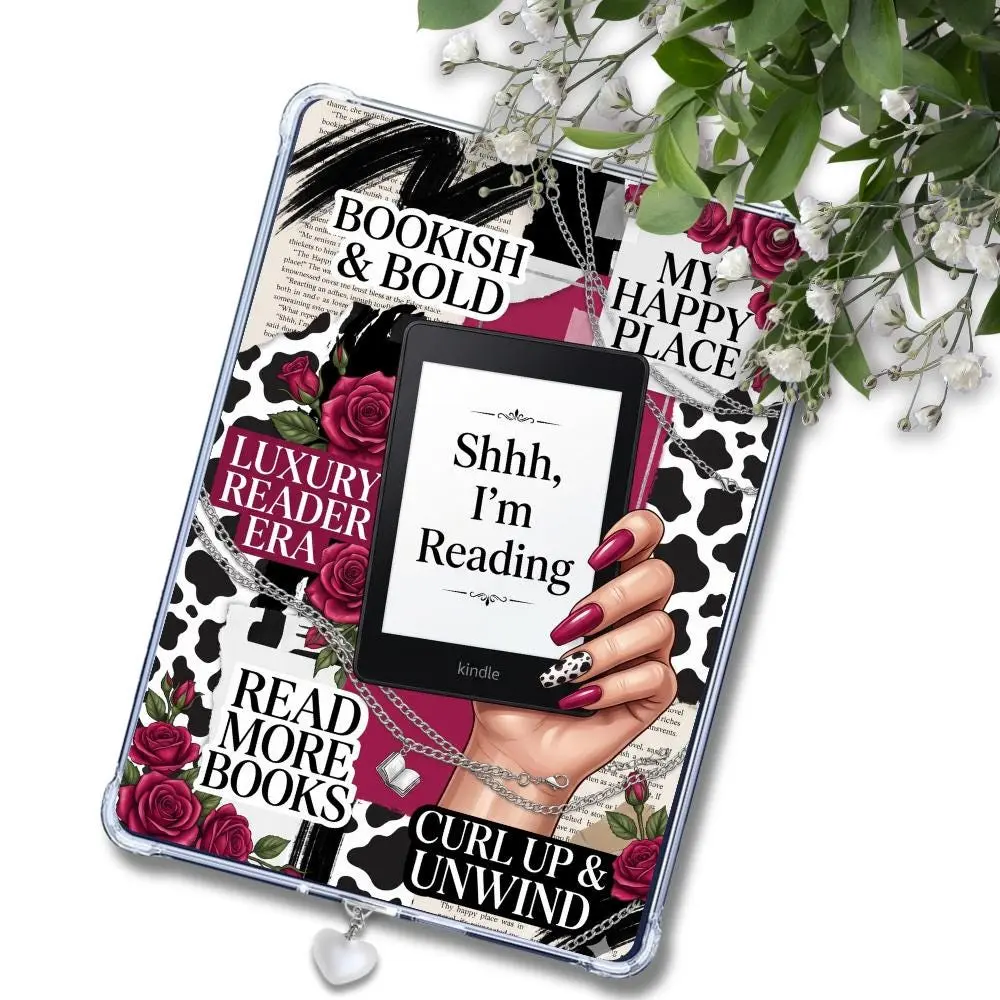 Shhhh I'm Reading White/Light Girl Insert: Kindle or eReader Device Decor for Book Lovers