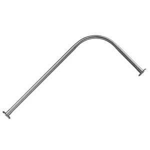Curved L Shaped Shower Curtain Rod Silver Stainless Steel Stretchable Bathroom Rack-4340