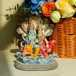 alikiki Hindu Laxmi Narayan Statue - 6.4”H Indian Idol Lakshmi Narayan Bhagwan Lord Vishnu MATA Murti Item Indian God Home Office Temple Mandir Shrine Altar Pooja Spiritual Symbol Decor India Diwali Puja Gifts Family Religious Ornaments