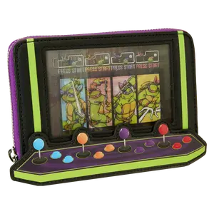 Teenage Mutant Ninja Turtles 40th Anniversary Vintage Arcade Lenticular Glow Zip Around Wallet