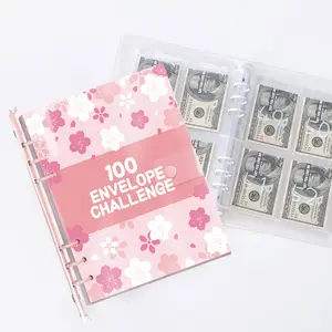 100-Pack Saving Challenge Binder - Durable Laminated $5050 Tracker, Pre-numbered Pockets for Organized Savings, 100 Envelopes forMultiple Budget Categories Productivity Planner Academic Planner
