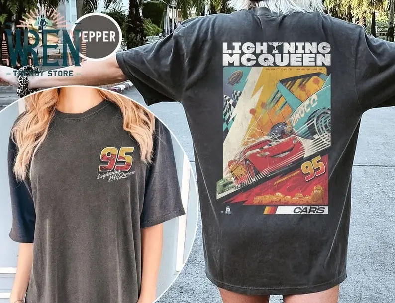 Retro Two Sided Race Car Comfort Colors Shirt, Vintage Rusteze Style Racing Graphic Tee, Family Vacation Theme Park Shirt