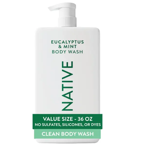 Native Clean Body Wash, Gentle & pH-balanced for Sensitive Skin, 24-Hr Freshness for Women & Men, Vegan & Cruelty-Free, Free of Sulfates, Parabens & Phthalates, Eucalyptus & Mint, 36 oz
