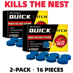 Roach Bait Station 2-Pack (16 Pieces)!Kills Fast, Child-Resistant, No Mess/Odor, EPA Registered