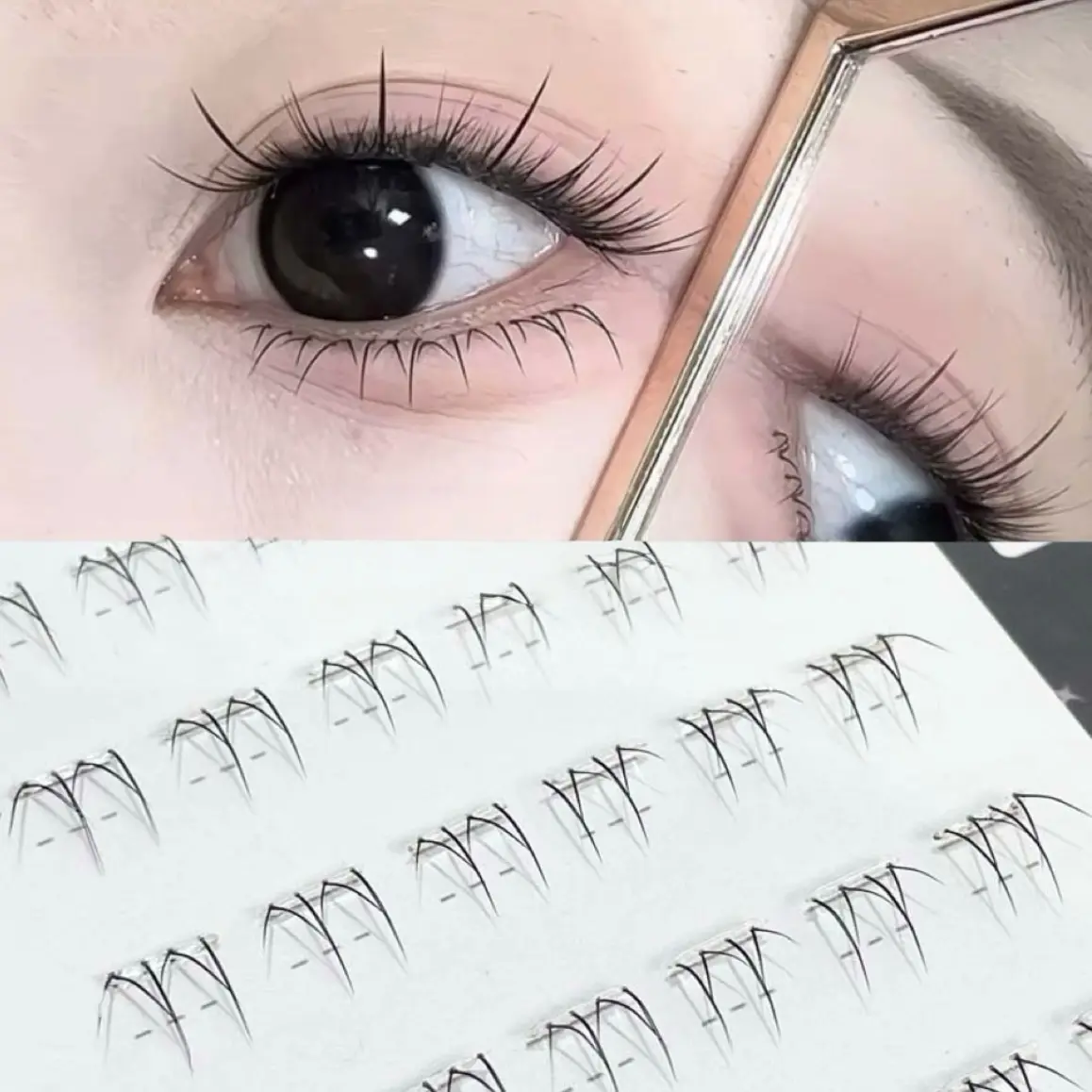 HERORANGE White Moonlight Glue-free Lower Eyelashes 36 Clusters, Individual False Eyelashes, Individual Lash Clusters DIY Personal Lashes Removable Transparent Stems Natural Lifelike Daily Segmented Glue Strip Eyelash Extensions, Cosmetic False Lashes