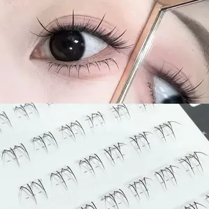 HERORANGE White Moonlight Glue-free Lower Eyelashes 36 Clusters, Individual False Eyelashes, Individual Lash Clusters DIY Removable Transparent Stems Natural Lifelike Daily Segmented Glue Strip Eyelash Extensions, Cosmetic False Lashes