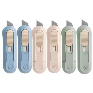 6 Pack Portable Box Cutter,Retractable Utility Knife, Multi-function Cute Box Cutters for Office, Home, Arts Crafts, Cartons, Cardboard, Paper,DIY