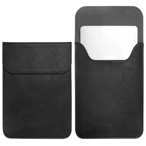 TECOOL 15 Inch Synthetic Leather Laptop Sleeve, Magnetic Notebook Protective Case Cover Sleeve for MacBook Pro 15, MacBook Pro 16, MacBook Air 15, Durable Cover
