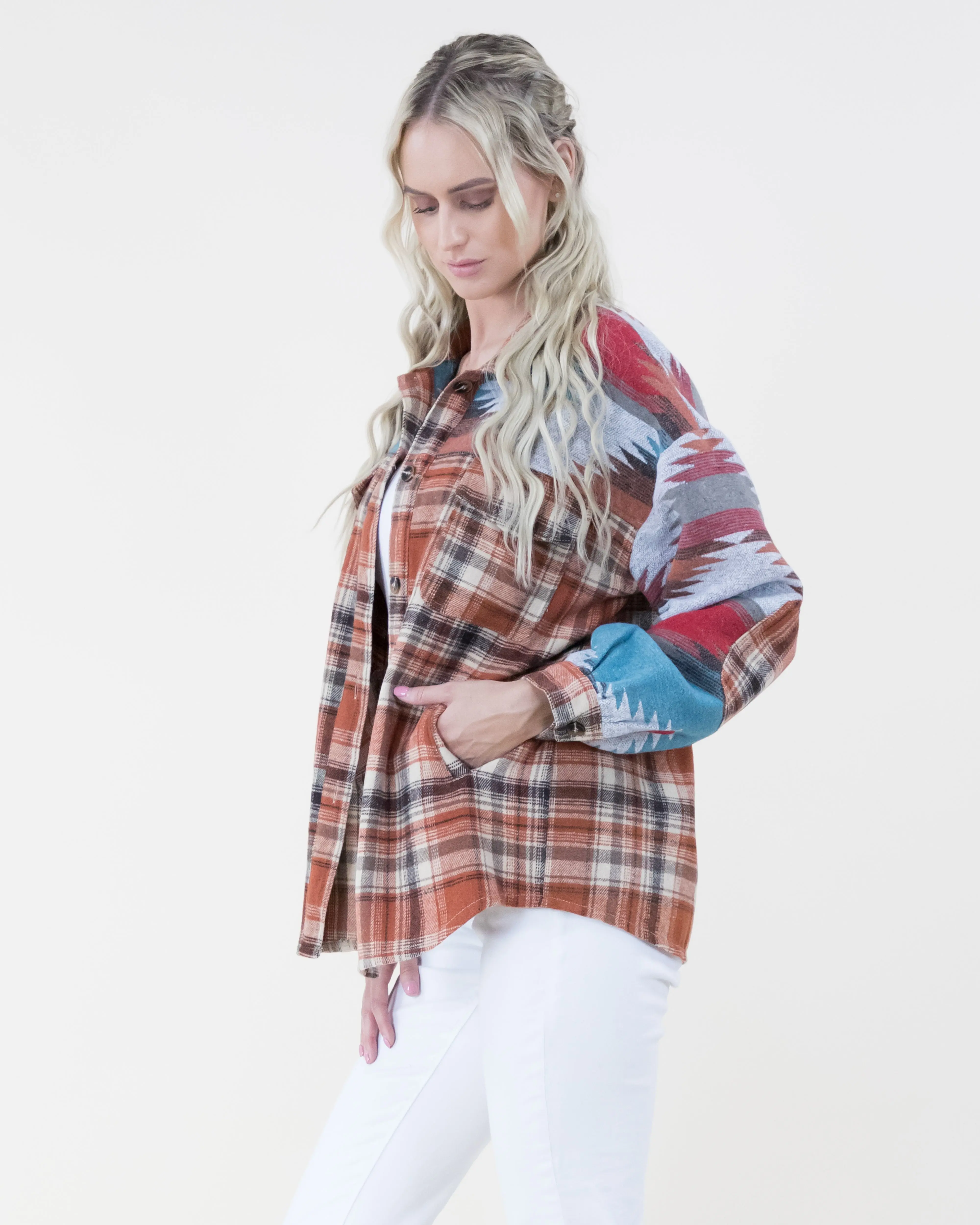 Western Plaid Print Shacket