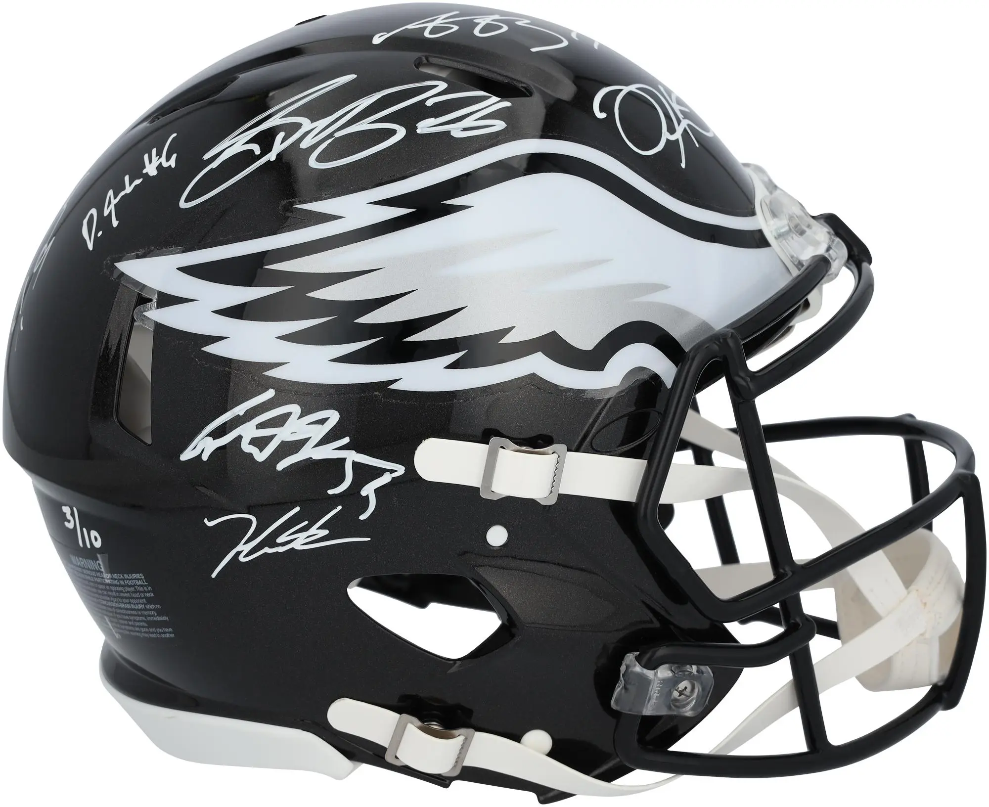 Philadelphia Eagles Super Bowl LIX Champions Autographed Riddell Black Alt Speed Authentic Helmet with at least 10 Signatures featuring Jalen Hurts, DeVonta Smith, Cooper DeJean, Dallas Goedert, more! - Limited Edition of 10 - Fanatics Authentic Certified