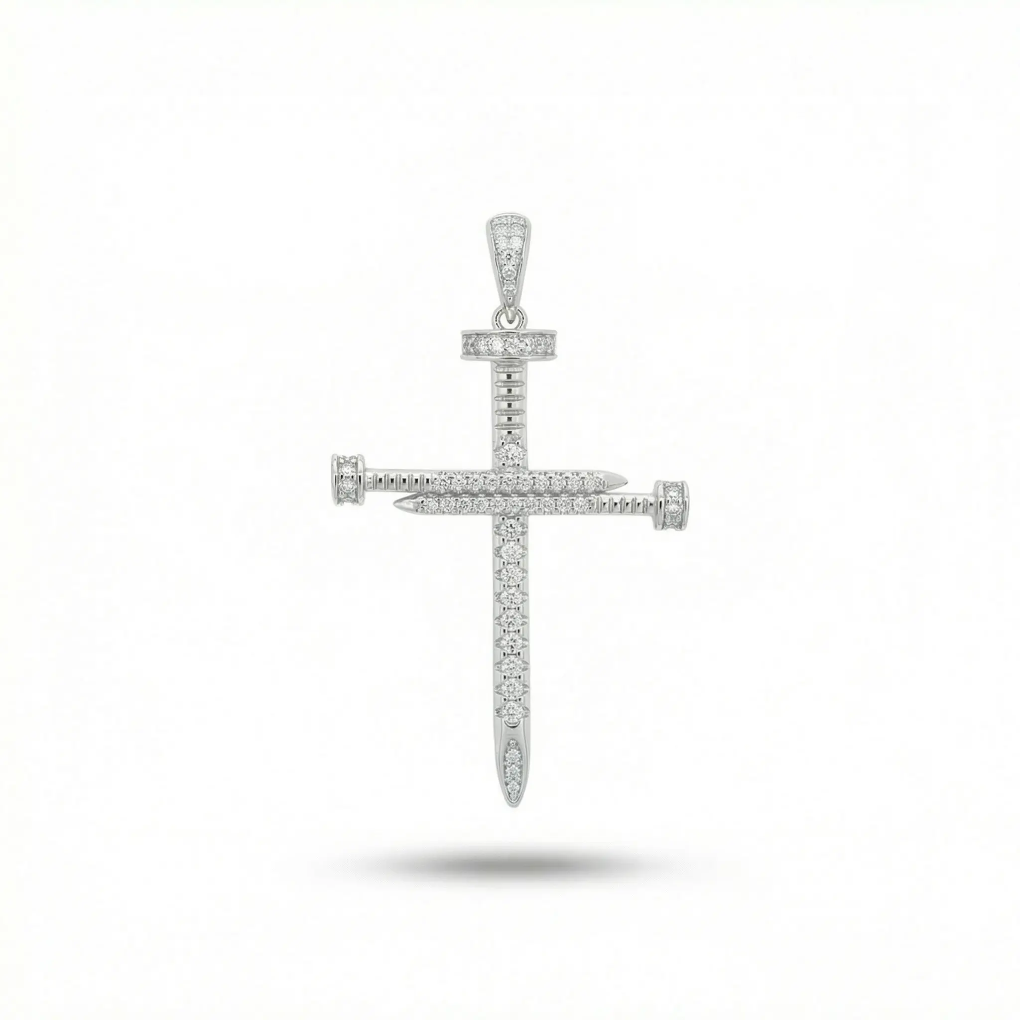 VVS Grade Cross Nail Moissanite Gemstone Pendant - Hip Hop Style Artificial Jewelry Accessory, Available in Large/Small Sizes, Multi-Size