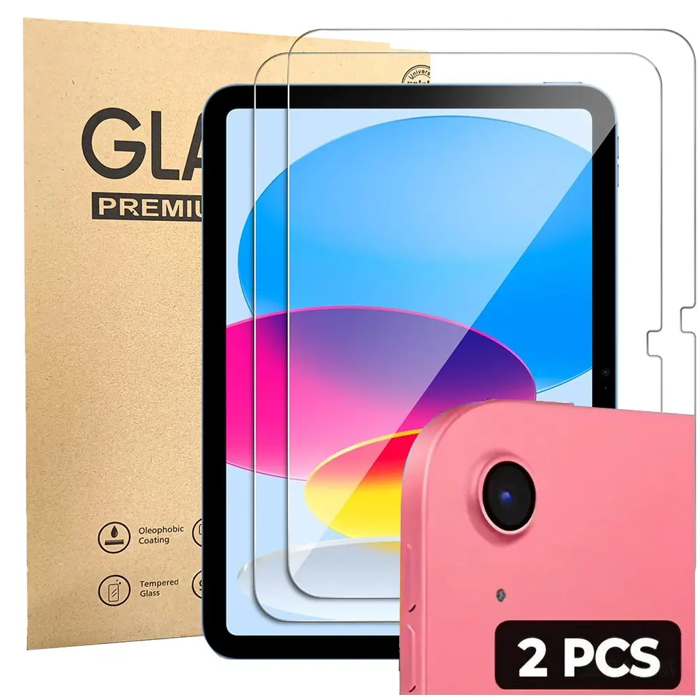2-Pack iPad A16 11th/10th Gen 2022 Protective Screen Protector, Anti-Scratch Tempered Glass, HD Clear Bubble-Free, Compatible with Apple Pencil, Tablet Protector, Tablet Screen Protectors
