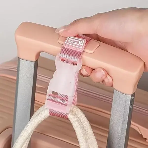 6pcs Luggage Straps, Adjustable Buckle Design, Durable Travel Outdoor Accessories, Strong Suitcase Bag Hanging Strap(Black + Pink)