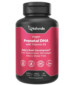 Naturalis Vegan Prenatal with Full Specrum Omega-3 | Algae DHA, EPA, DPA, Vitamin D3 & Active Folate L 5-MTHF | Vegan Society Certified, Sustainably Sourced, Non-GMO & Soy Free