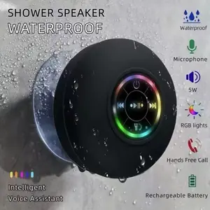 Loudspeaker Bluetooth Speaker Shower Subwoofer LED Light IPX4 Waterproof Handsfree With Suction Cup Be Adsorbed Wall Mic For Bathroom Pool Beach Car Phone Waterproof Outdoor Speaker