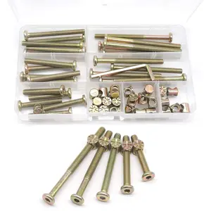 Crib Screws and Bolts Kit - 25-Piece M6-1.0x40mm/50mm/60mm/70mm/80mm Furniture Barrel Bolts Assortment for Bunk Beds and Cribs