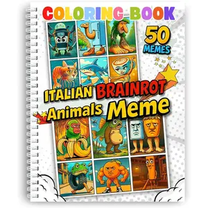 Coloring Pages, Meme Animals Coloring for Kids Ages 3+ 44 Fun and Hilarious Illustrations of Italian Brainrot Animals Meme! Perfect for Boys & Girls. Spiral Bound, Thick 199 GSM Paper, Size 8.5x11 in