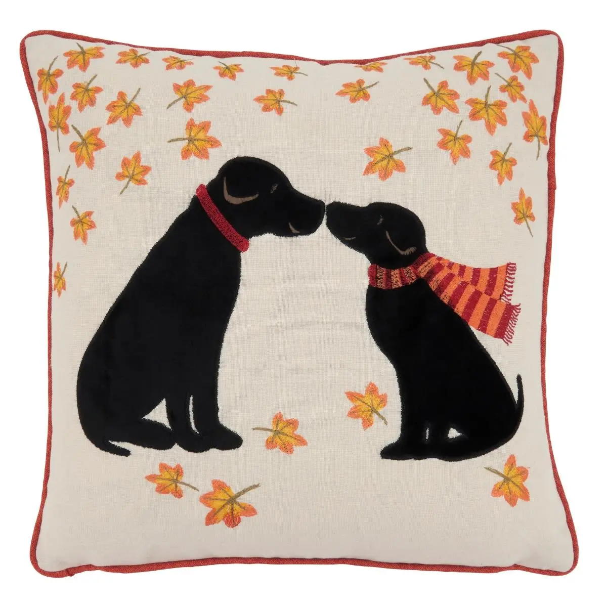 SARO 1821.M16SD 16 in. Square Down-Filled Cute Puppy Love Theme Throw Pillow, Multicolor Whimsical Accent for Room Decor, House Decor