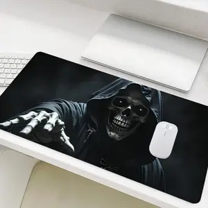 Gothic Skull Pattern Mouse Pad, Large Gaming Mouse Pad, Office Desk Accessories, Non-slip Rubber Base Stitched Edge Desk Pad for Laptop Desktop, Corporate Work Desk Accessories, Desk Mats