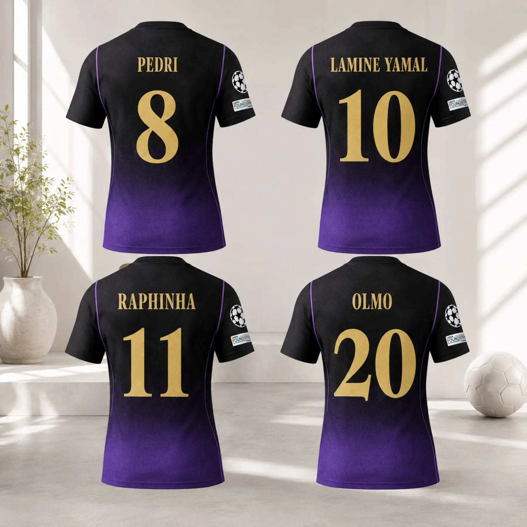 Unisex Black & Purple Barca Soccer Jersey, Black & Purple Football Shirt, 26/27 Away Jersey Fan Edition, Player Version