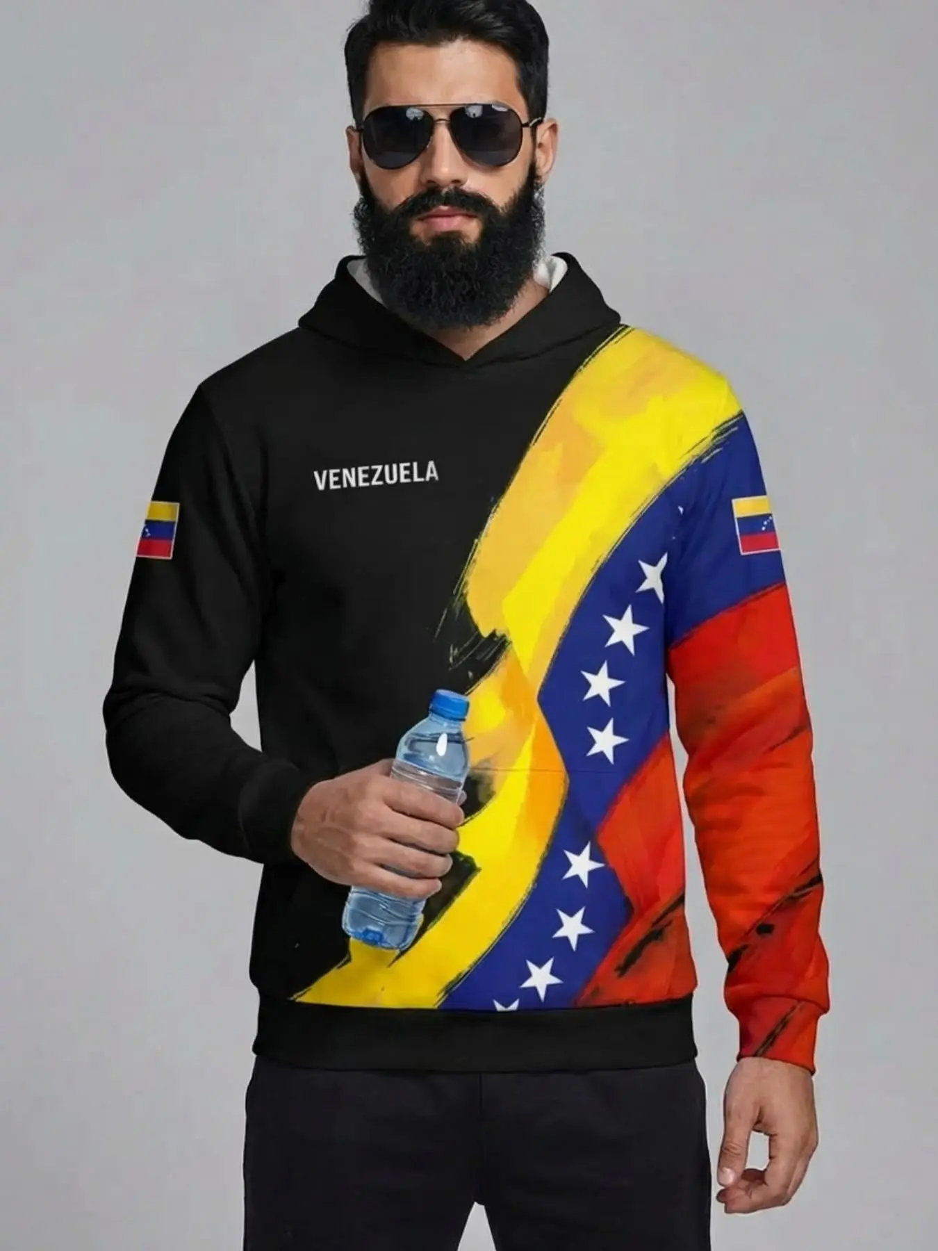 Unique Venezuela Letter Design Hoodie, Casual Style, All-Season Wear, , Comfortable  #US / #FreeVenezuelaPolyester Fabric, Casual Street Style, Casual Athletic Style, Ideal for Sports & Outdoor Activities, Fall/winter Wear