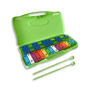 Glockenspiel Xylophone | 25 Note Metal Chime with 25 Chromatic Boards, Handle Storage Box and Hammer, Middle School Percussion Instrument, Mallets