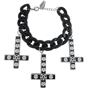 Inverted Cross Pentagram Bracelet Black Jewelry