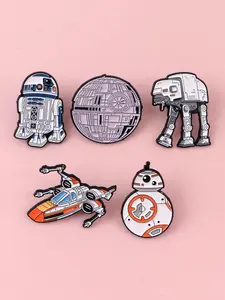 5pcs/set Creative Sci-Fi Enamel Brooches, Cartoon Unique Airplane Pins, Drop Set Pins, Collar Backpack Design Badges, Pin Included, Perfect Gift Choice