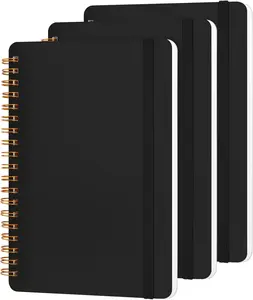 3 PCS Small Spiral Notebook 5x7, Notebooks for Note Taking, Black Spiral Journal Notebook, Work Notebook Small Notebooks 5x7 with Strap, Cute Notebooks for Women 70 Sheets/Note Books