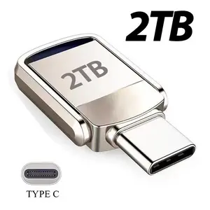 2TB OTG Flash Drive, USB 3.2 Ultra-Speed Metal U Disk, Type-C Waterproof SSD Memory Stick, Portable External Storage for PC and Phone Data Transfer