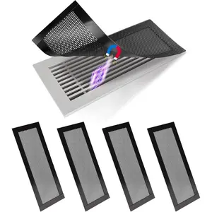 Magnetic Floor Vent Covers 4 x 10 Inch Air Vent Screen Cover Magnetic Floor Register Vent Covers Magnetic PVC Vent Mesh for Home Wall Ceiling Floor Catches Debris