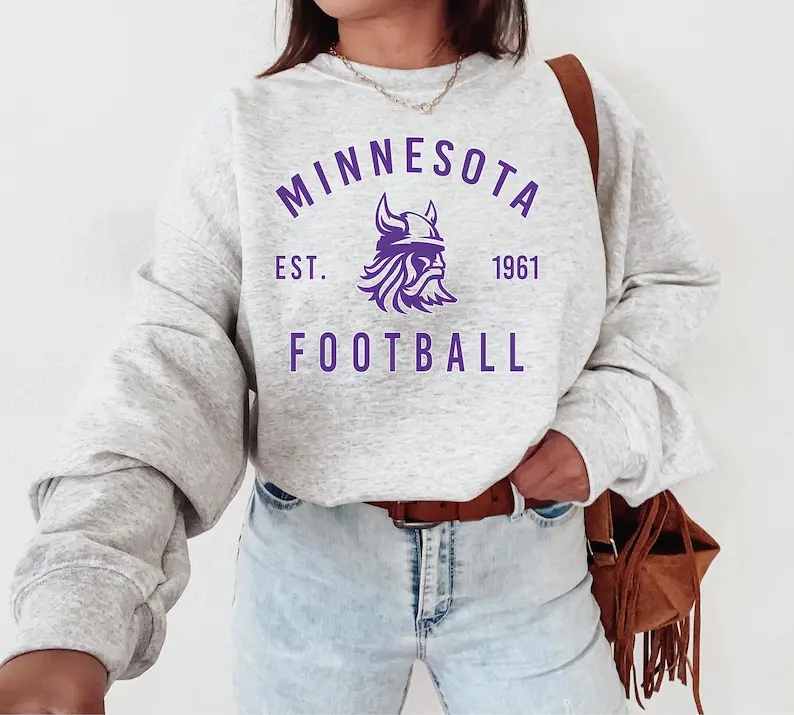Minnesota Football Crewneck Sweatshirt, The Vikes Sweater, Minnesota Crewneck, Minnesota Fan Gift Fabric Fit
