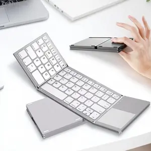 Portable Foldable Wireless Keyboard with Touchpad, Rechargeable Silent Keyboard, Multifunctional USB Rechargeable Keyboard for GameZephyroXX13Home sug