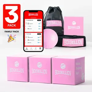Boxbollen Pink 3-Pack with App, Used by Celebrities - MMA Gear Boxing Ball - Boxing Reflex Ball with Adjustable Strap - Interactive Boxball App Integration