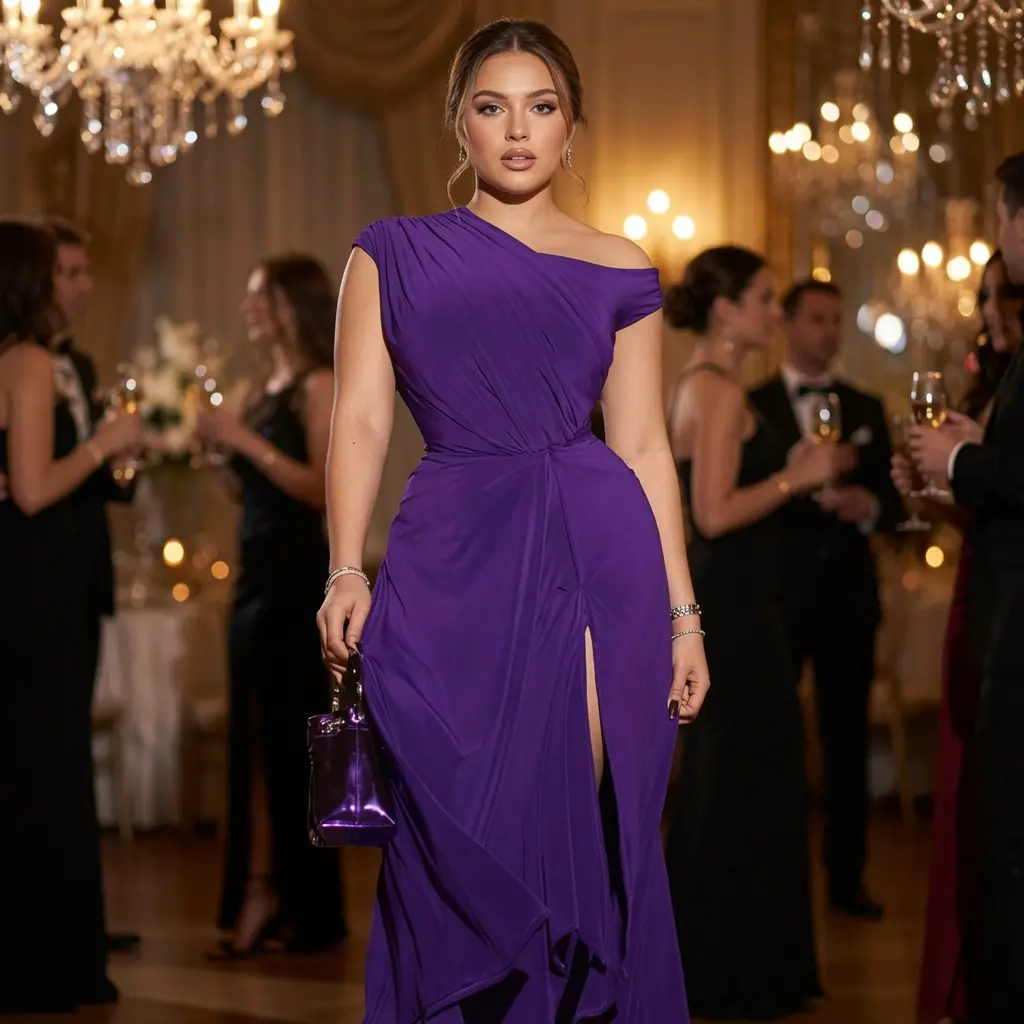 Women's One Shoulder Maxi Dress Elegant Sleeveless Bodycon Cocktail Party Dress