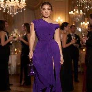 Women's One Shoulder Maxi Dress Elegant Sleeveless Bodycon Cocktail Party Dress