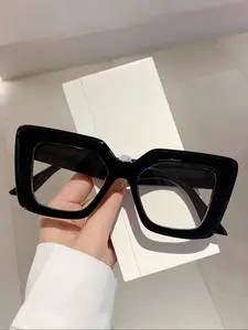 1Pc Women New Square Large Frame Glasses Jelly Color Fashion Trends Multicolour Green Glasses Decorative Glasses For Daily Travel Stylish Glasses Square Frame Eyeglasses