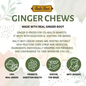 Bali's Best Ginger Chews, Tropical Mango Flavor, 1 Pound Jar, Individually Wrapped Soft Candy, Made with 100% Real Ginger, Digestive Health Support, Upset Stomach Relief, Halal