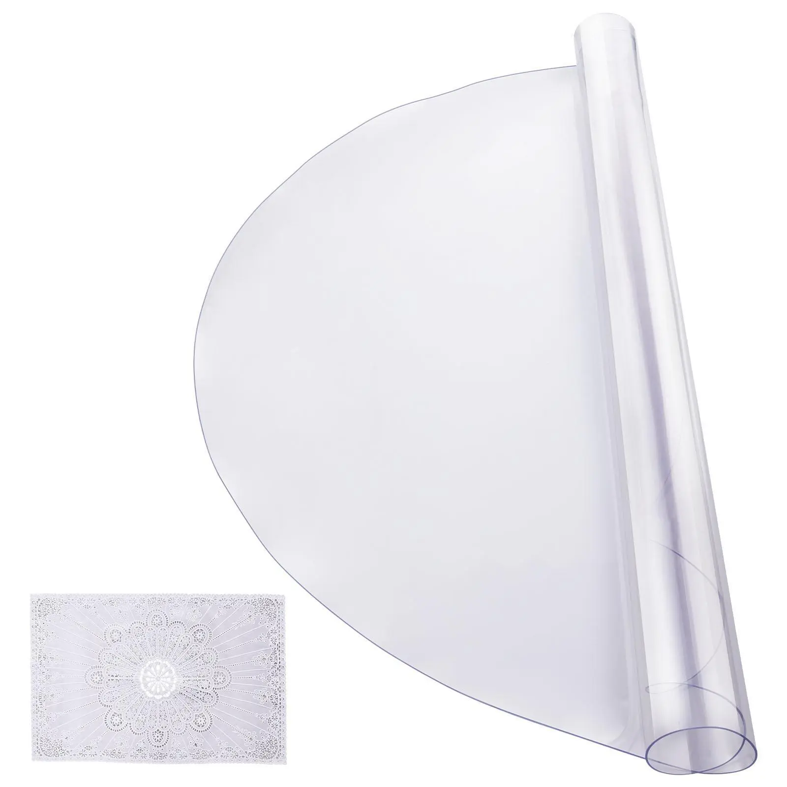 【Summerfinds】VEVOR Plastic Table Cover, 42 x 42 Inch 2.0 mm Thick Clear Table Protector, Round PVC Desk Mat, Waterproof & Easy Cleaning Desk Pad Tablecloth, for Office Dresser Dining Room Table Night Stand